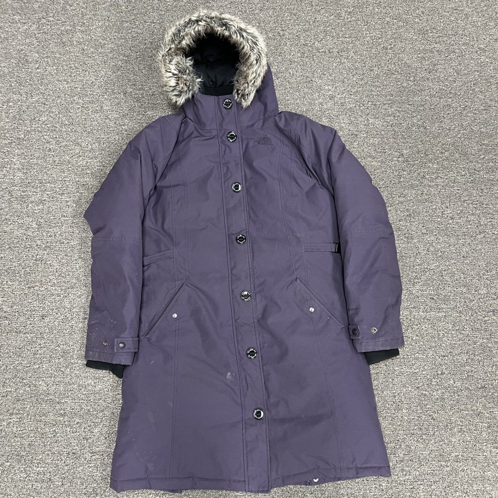 The North Face Arctic Parka Womens Large Purple Down Faux Fur Hood HyVent Jacket